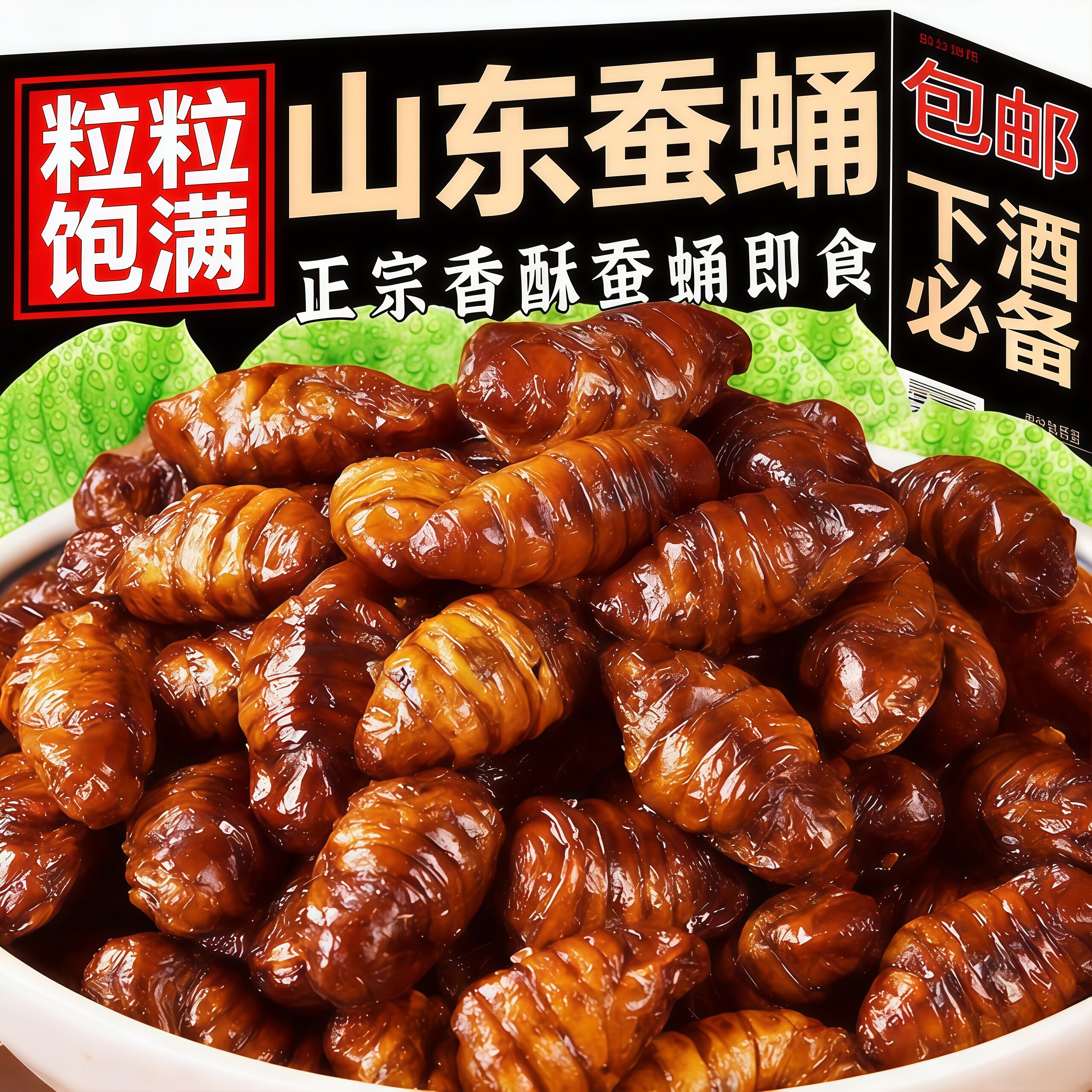 香酥蚕蛹开袋即食山东土特产油炸五香小蚕蛹熟食零食小吃商用批发