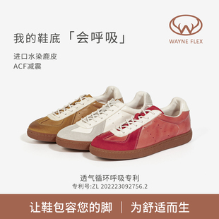 韦恩Wayneflex呼吸底*ACF鹿皮垫情侣款德训鞋夏季系带休闲鞋3158