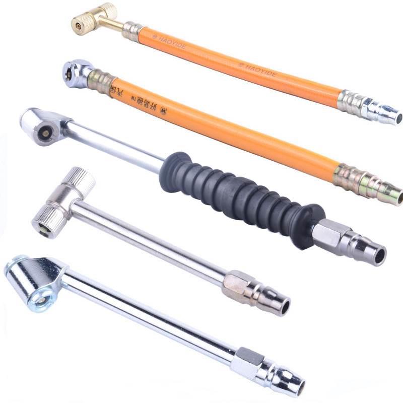 自行车摩托汽车轮胎加气双头软管充气嘴打气咀弹簧气管胎压枪计表