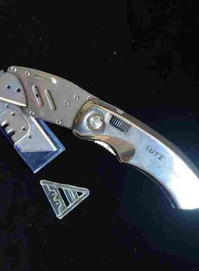 德国鲁兹LUTZ可折叠重型美工刀壁纸电缆全钢镀钛刃梯形剥皮刀