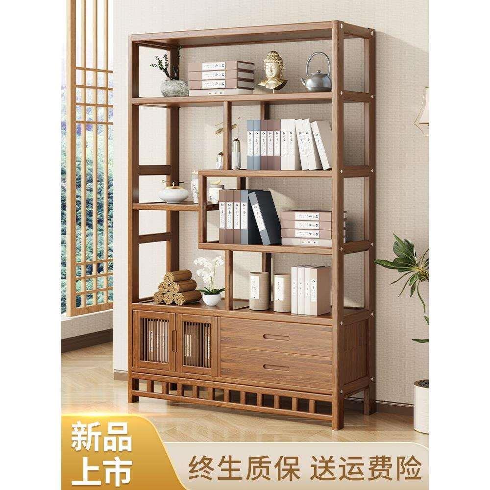博古架新中式茶叶茶具置物架非实木多宝阁摆件柜收纳展示柜书架子