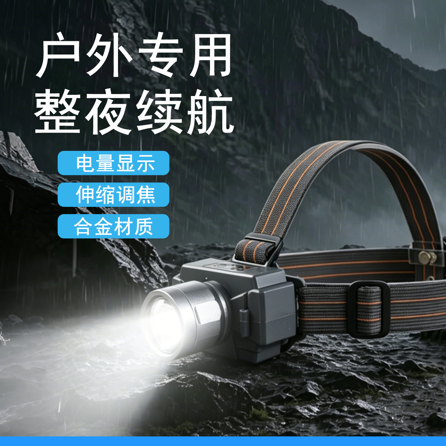 猎霸一号双光源调焦紫光黄光头灯