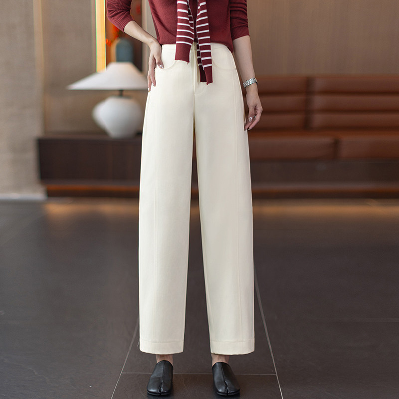 拉夏贝尔极简风高腰西装阔腿裤女202春季新款显瘦窄版直筒休闲裤,女装/女士精品,休闲裤,淘宝优惠券,粉丝福利购,淘宝优惠卷