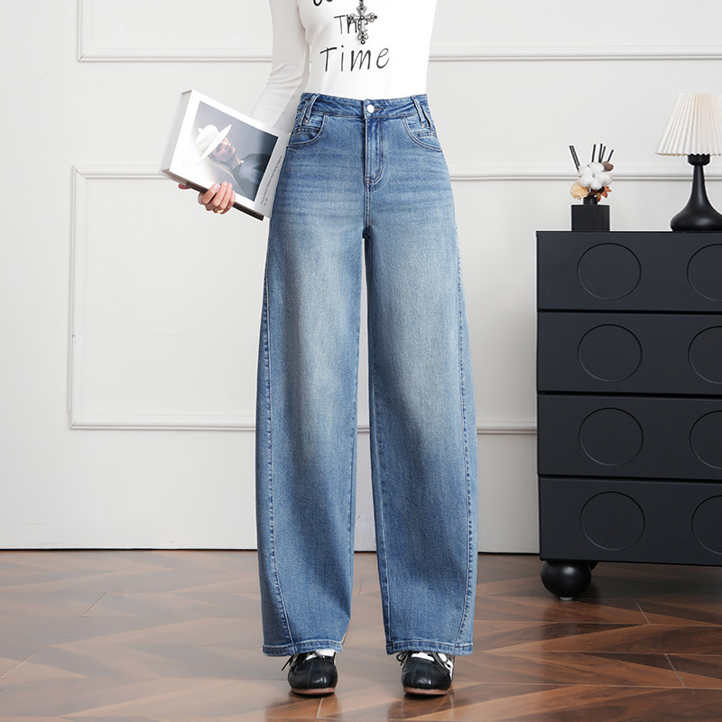 拉夏贝尔高级感窄版阔腿牛仔裤女2026新款时尚春季宽松显瘦直筒裤,女装/女士精品,牛仔裤,淘宝优惠券,粉丝福利购,淘宝优惠卷