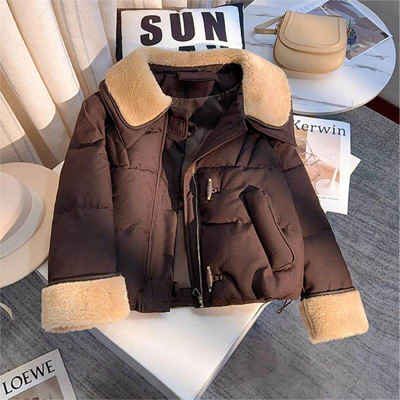 拉夏贝尔羊羔毛外套女2025冬季新款大翻领时尚加厚保暖棉衣潮,女装/女士精品,大码棉服,淘宝优惠券,粉丝福利购,淘宝优惠卷