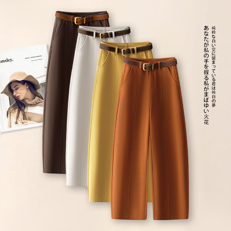 拉夏贝尔高腰弯刀裤女2025春季新款加绒百搭阔腿裤子显瘦垂感长裤,女装/女士精品,牛仔裤,淘宝优惠券,粉丝福利购,淘宝优惠卷