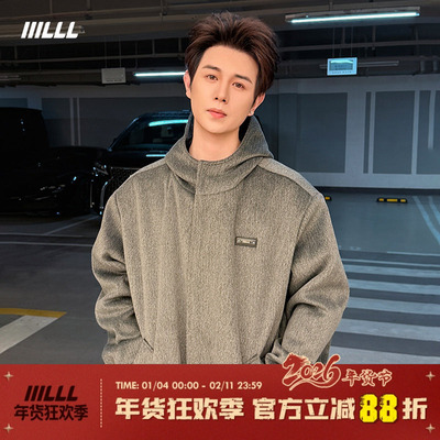 IIILLL童锦程“温铠”连帽棉衣外套男生冬季保暖夹棉呢子夹克棉服