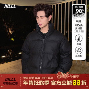 IIILLL童锦程90白鸭绒短款羽绒服男女冬2025新款立领宽松情侣外套