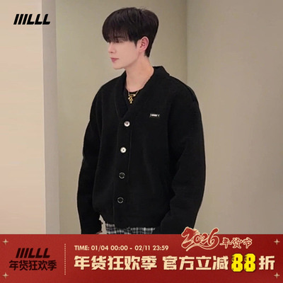 IIILLL童锦程皮毛一体卫衣男秋新款复古休闲重磅长袖情侣开衫外套