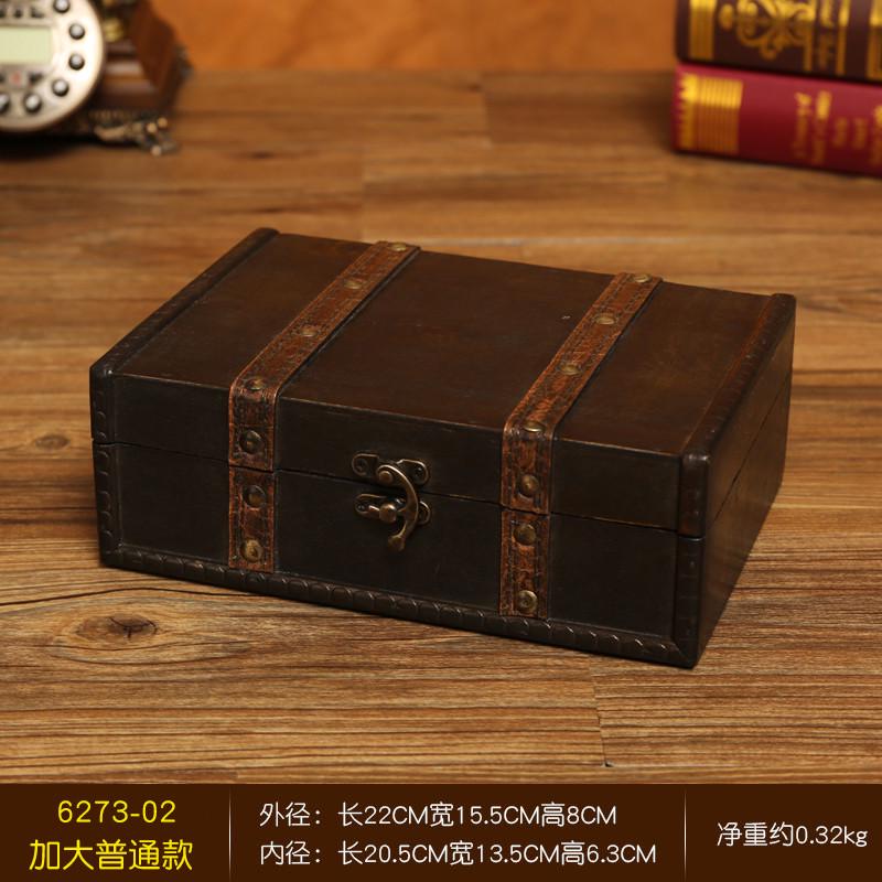 oj8f复古盒子收纳盒桌面木盒带锁木质信件小盒子欧式密室仿古风密