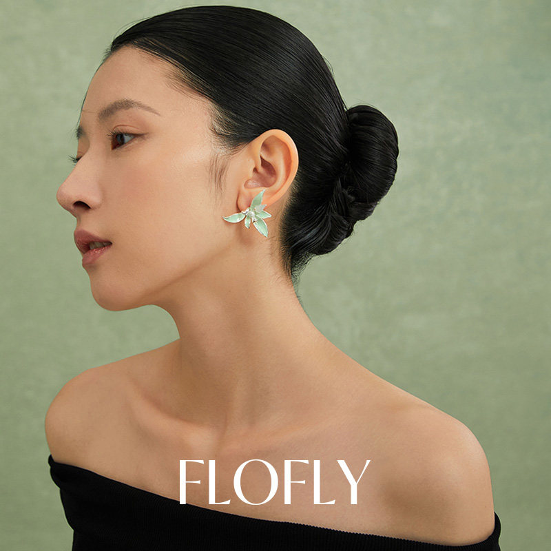 花与蝶青山玉兰耳环耳饰女新中式国风汉服耳环配旗袍耳坠耳钩