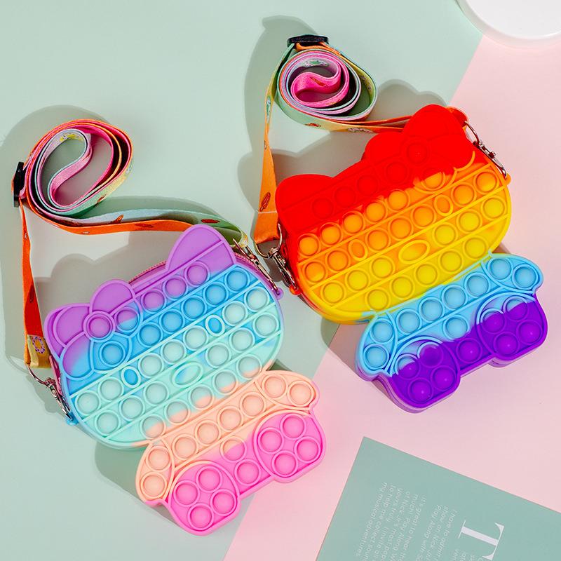 彩虹按按乐包解压包包儿童网红迷你斜挎包泡泡板按压捏捏乐零钱包