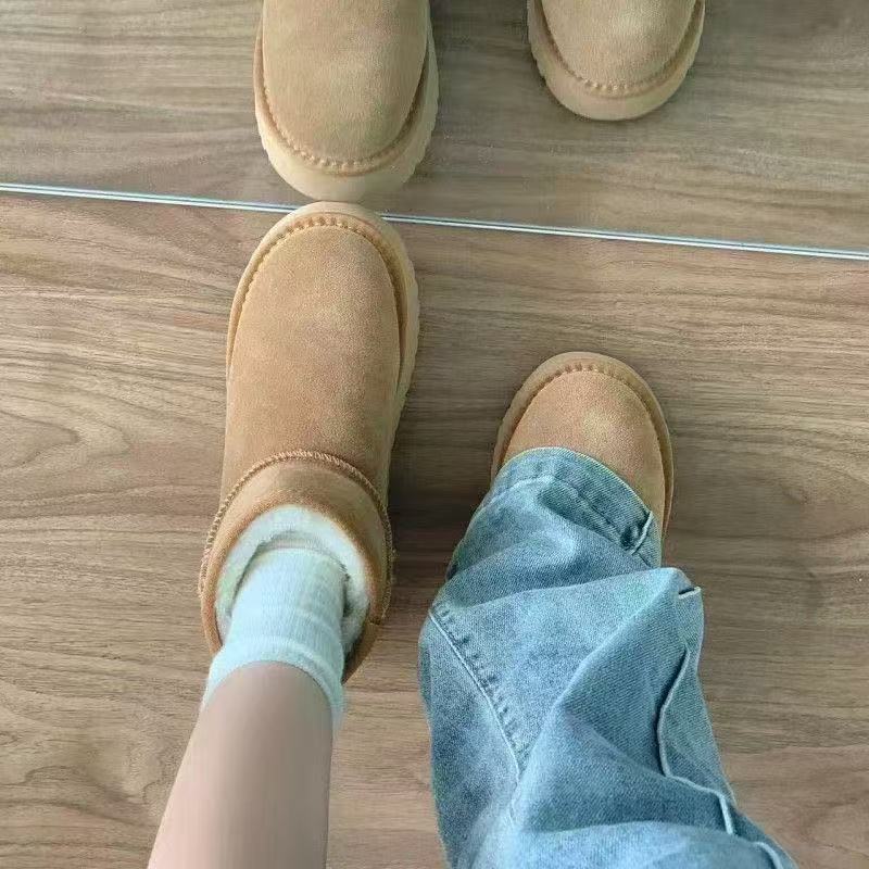 赵露思同款厚底雪地靴女短筒增高