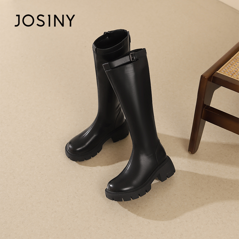 卓诗尼秋冬季厚底百搭长筒靴