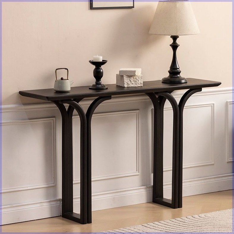 中式实木玄关桌禅意入户供桌现代简约条案酒店靠墙走廊端景台窄桌