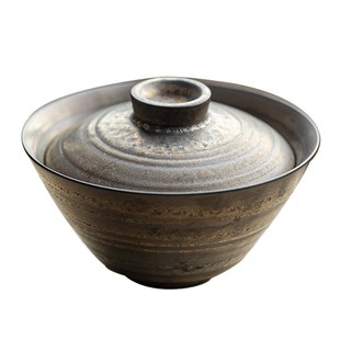 宝三才盖碗单个家用陶瓷E日式 鎏金手工元 茶室粗陶薄胎泡茶杯敬茶