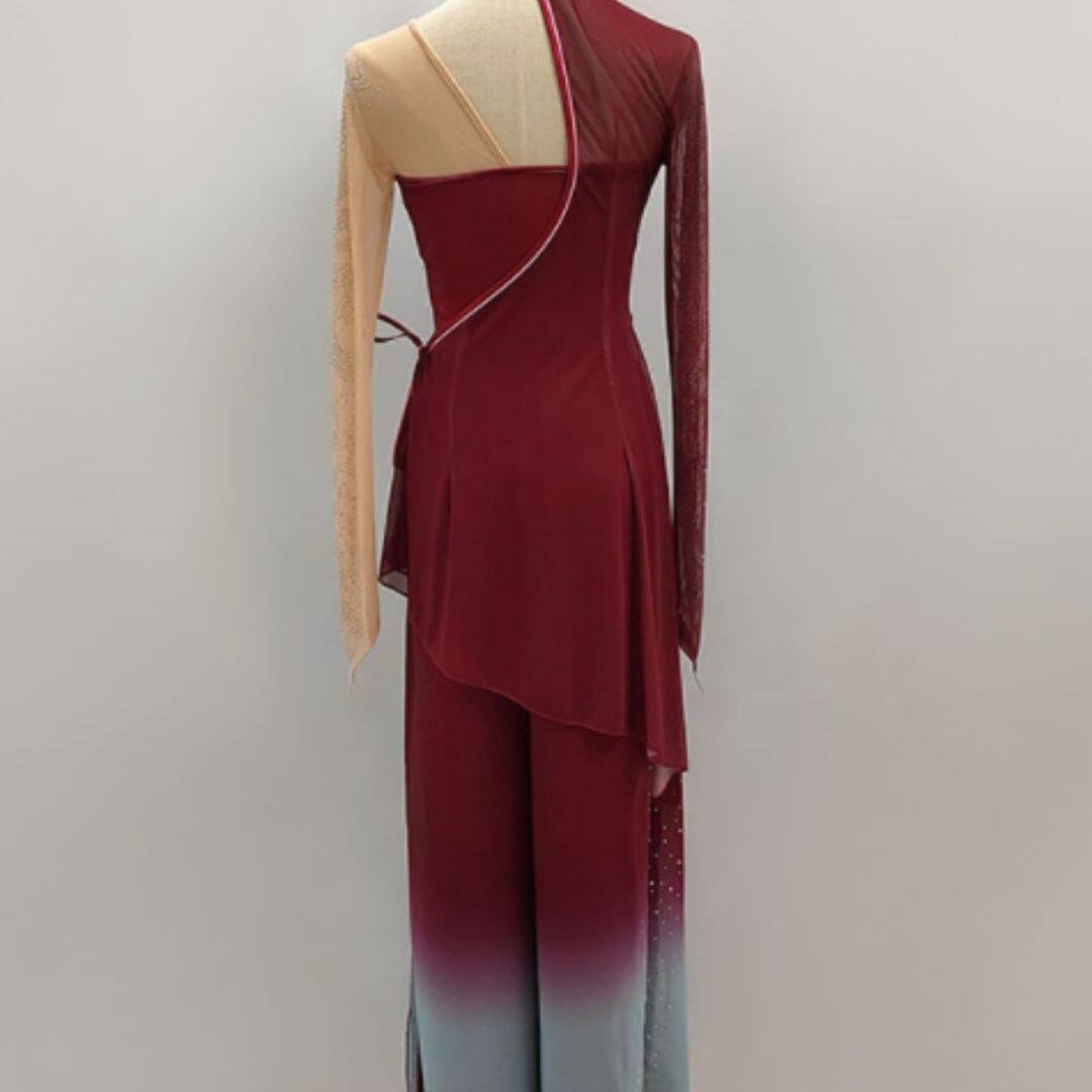 胶州艺考舞蹈服装演出服荷花奖民族桃李杯红色全套表演服
