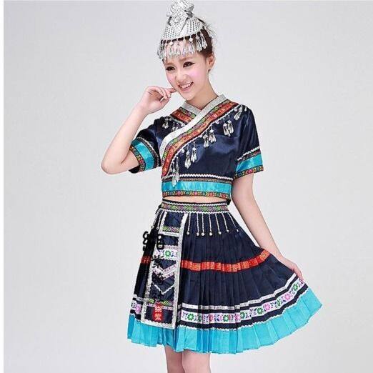 苗族服装女少数民族舞蹈服饰云南文山贵州土家彝瑶壮族表演出服