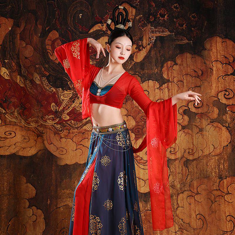 敦煌汉服异域风情飞天演出服楼兰古典舞服舞蹈服反弹琵琶民族全套