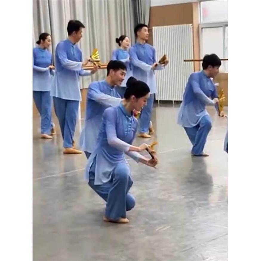 新款古典舞身韵纱衣修身飘逸舞蹈演出练功服两件套艺考表演服定制