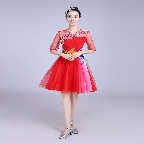 现代舞蹈服装新款演出服开场舞台蓬蓬裙成人表演服广场舞跳舞服装