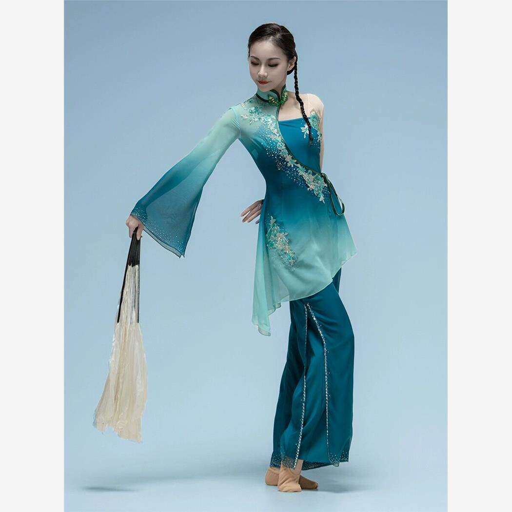 古典舞蹈演出服胶州秧歌服女中国舞民族艺考扇子舞伞舞表演服套装