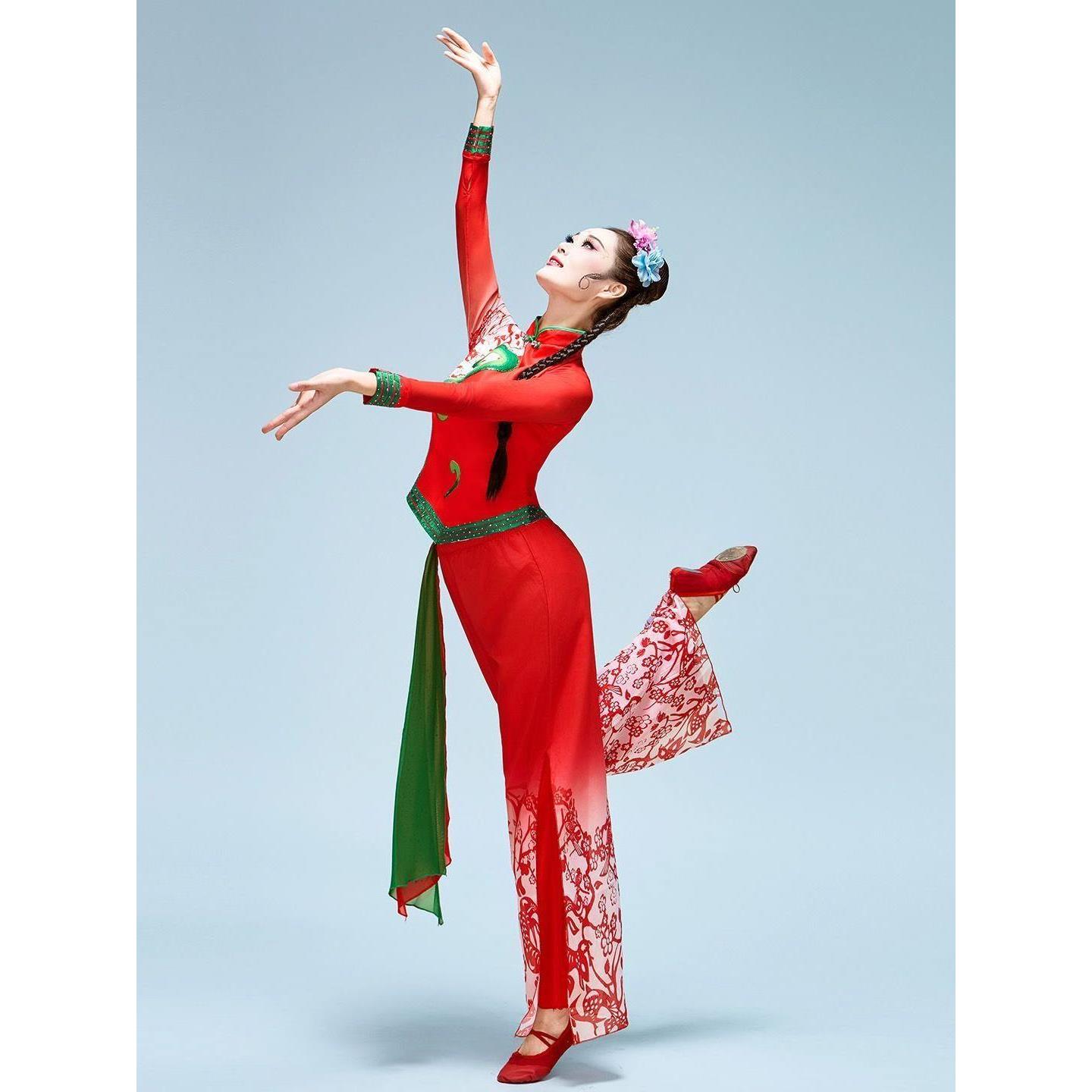 2025新款秧歌服剪纸姑娘舞蹈服装胶州扇子舞蹈腰鼓服演出套装