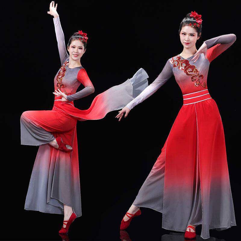 新款古典舞蹈服伞舞扇子舞民族舞蹈服飘逸舞蹈练功表演服现代舞女