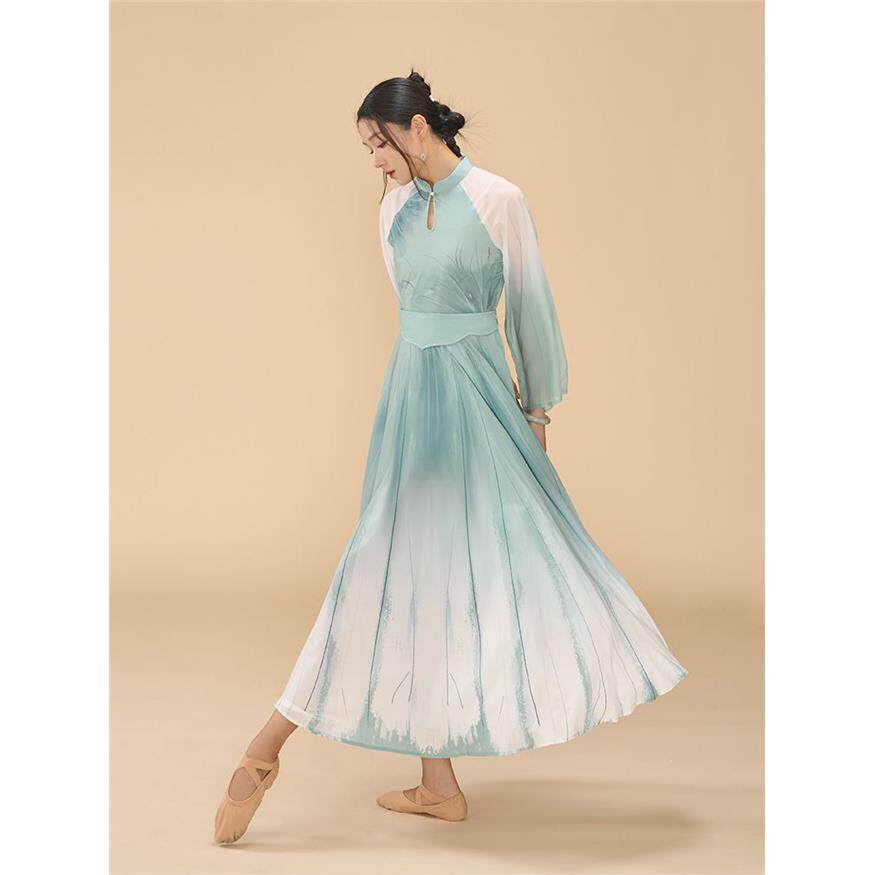 荷不染古典舞连衣裙新款古典舞蹈服女飘逸演出服跳舞中国纱衣服装