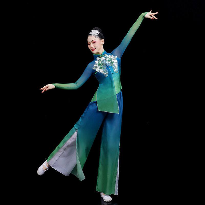 古典舞演出服女飘逸2023新款民族扇子伞舞蹈服装广场舞秧歌服套装
