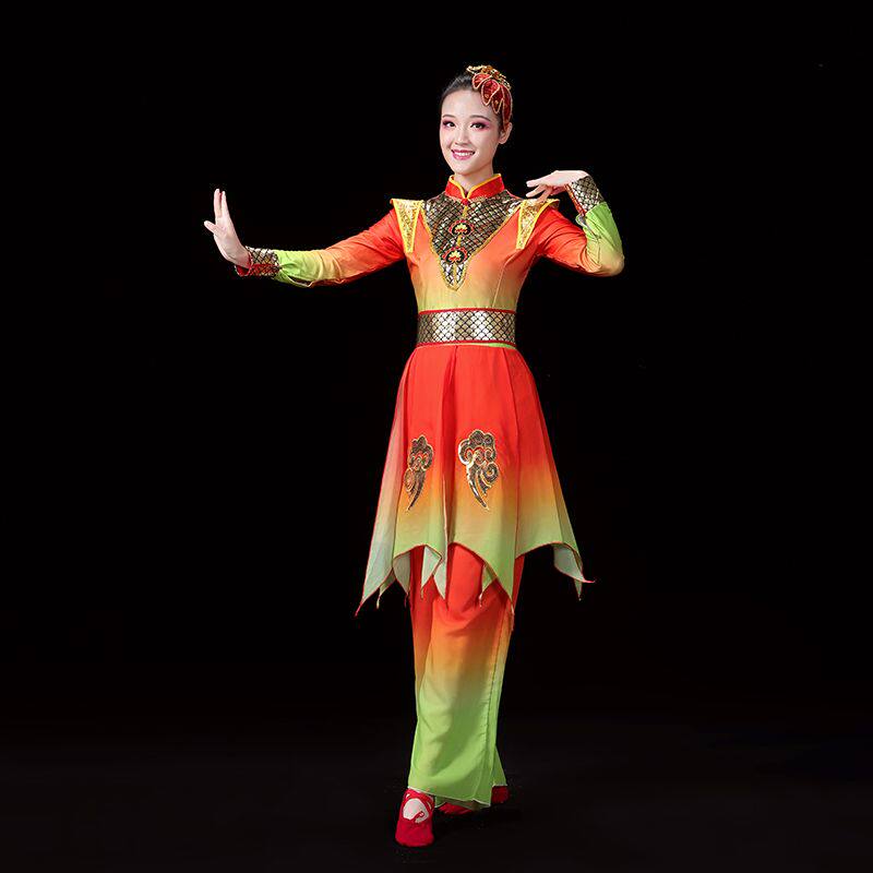 打鼓演出服装女2024新款中国风锣鼓队舞蹈服装现代喜庆秧歌服套装