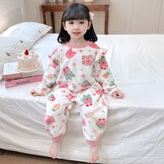 儿童连体睡衣秋冬季女孩法兰绒宝宝公主防踢睡袋女童珊瑚绒家居服