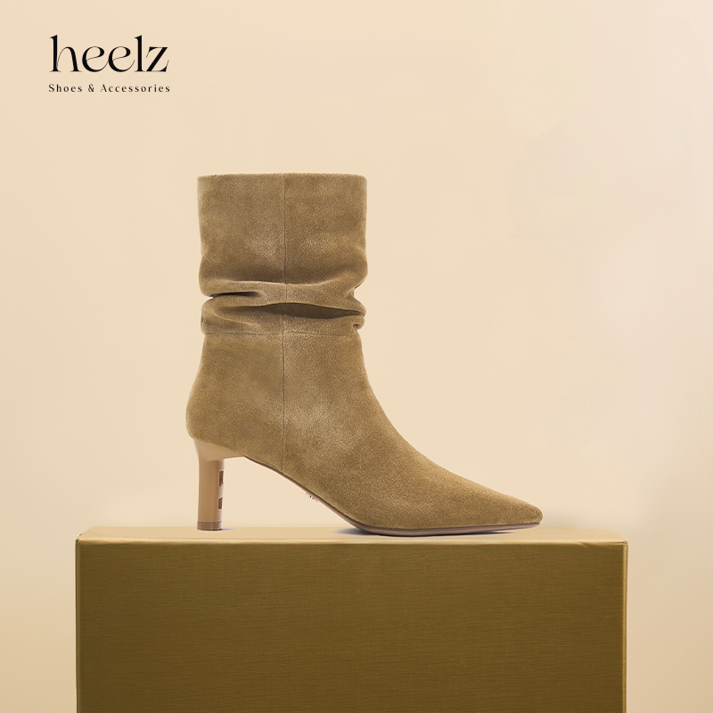 heelzH梯子跟牛翻毛皮堆堆短靴