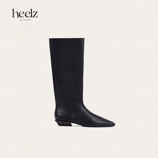 heelz设计师手工鞋 小方跟小牛皮骑士靴 ｜H 公分 履