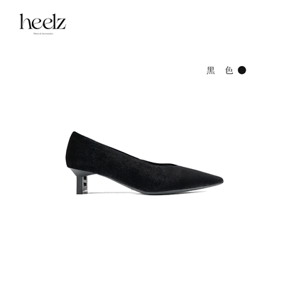 【618限时福利】heelz设计师手工鞋履 ｜丝绒H小猫跟单鞋4.5公分
