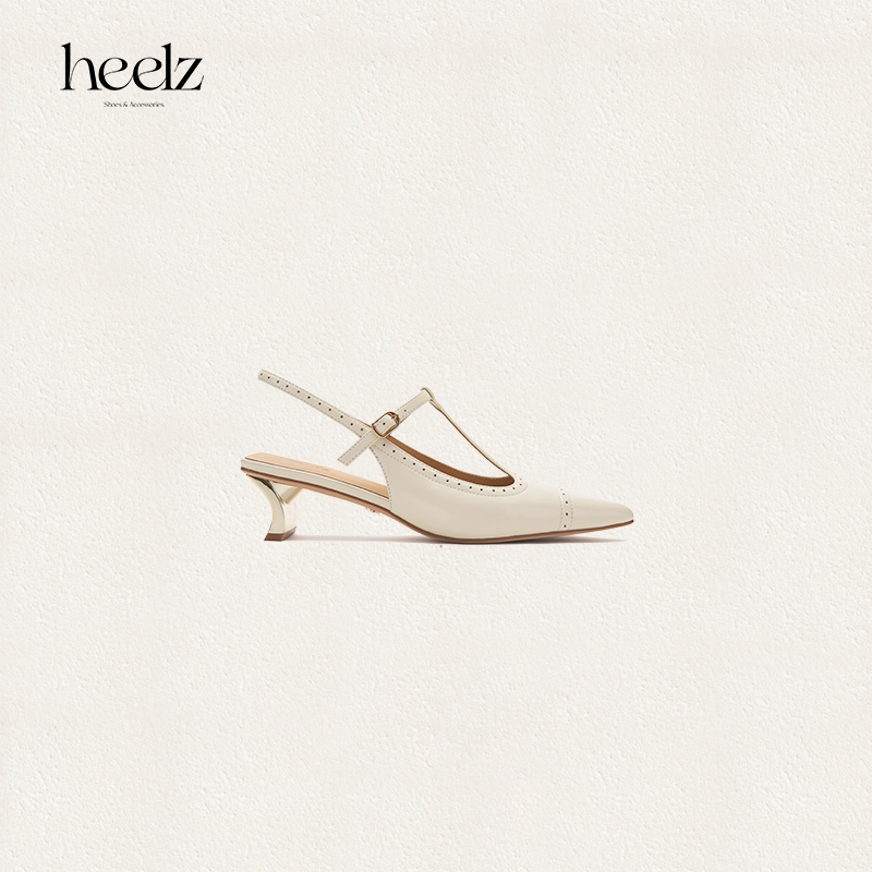 heelz设计师鞋履 | 积木艺术跟T字带布洛克羊皮尖头单鞋4.5公分
