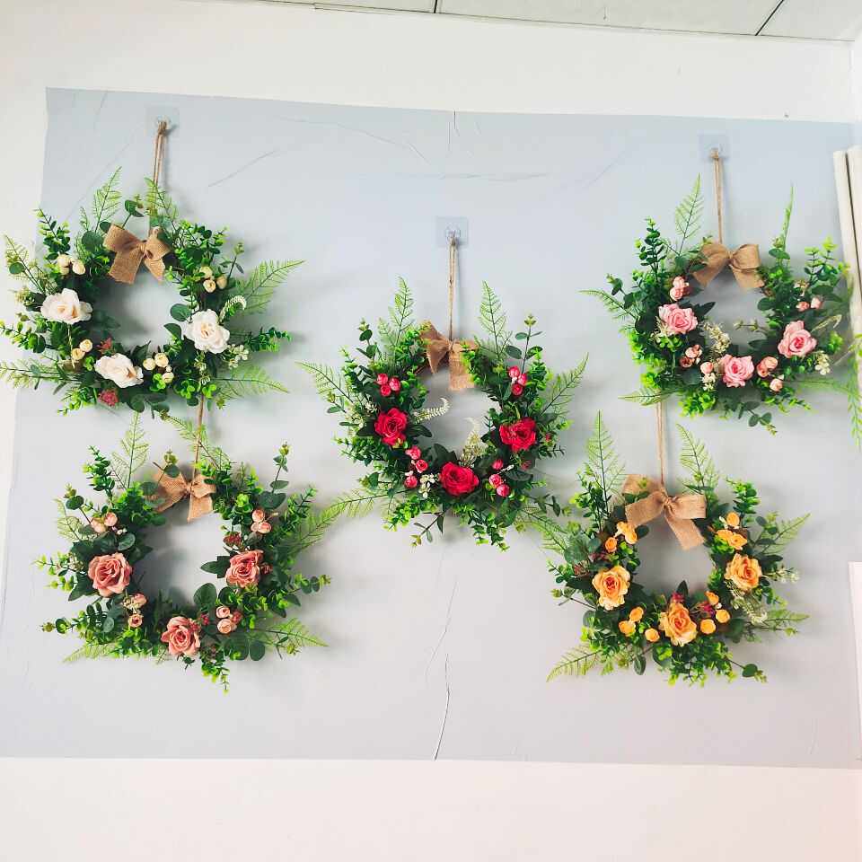 客厅电视背景墙面装饰品墙壁挂件花环卧室房间门上床头花朵小挂饰