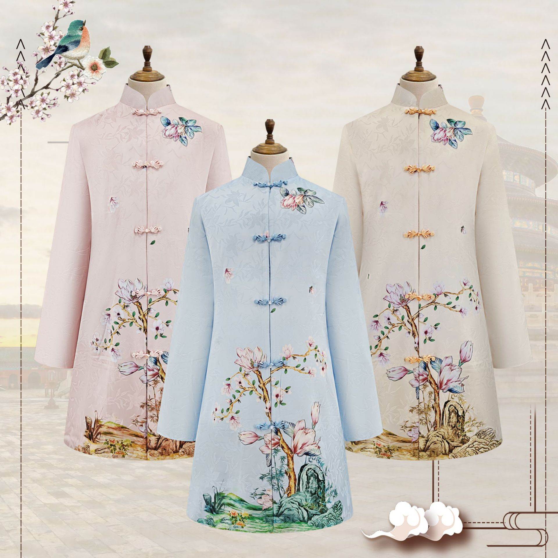 寿衣女全套送终老衣真丝现代对襟