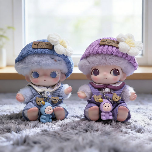 DIMOO新生日记系列娃衣搪胶毛绒挂件PX背带裤针织发带套装替换萌