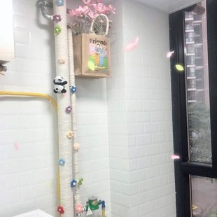 阳台下水管装饰遮挡美化空调管子客厅棉麻绳包暖气管燃气管道遮丑