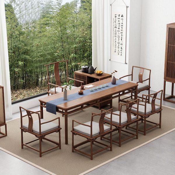 新中式茶桌椅组合现代北方老榆木禅意泡茶桌黑胡桃简约茶台整装,住宅家具,家用茶台/茶桌,淘宝优惠券,粉丝福利购,淘宝优惠卷