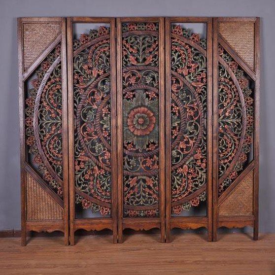 屏风隔断客厅玄关办公泰式实木镂空雕花卧室酒店折屏复古门厅隔断,基础建材,屏风,淘宝优惠券,粉丝福利购,淘宝优惠卷