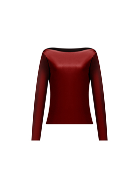 W24AA8087【拉肩三醋酸小衫】丝滑轻薄凉感一字肩长袖上衣