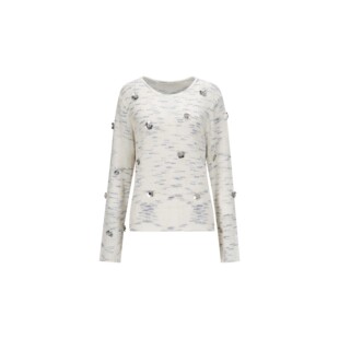 【蓝蝶花段染纱毛衣圆领宽松版型毛织长袖罩衫WT43FYA008