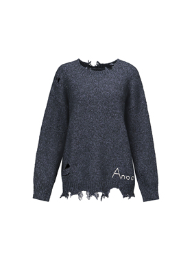 【凝夜紫冬日毛衣】定制混纱慵懒宽松毛边上衣WT44FSY022