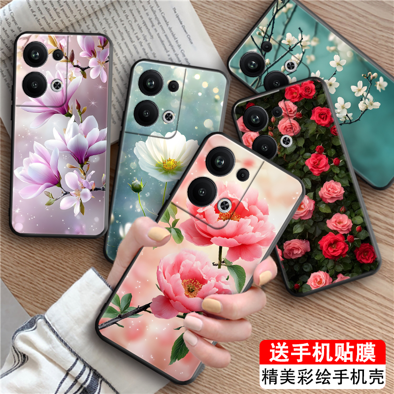 皑晨适用于opporeno9pro+手机壳PGW110花海pgw110外壳浪漫玫瑰保护套耐脏新款磨砂防摔女潮男全包时尚超薄