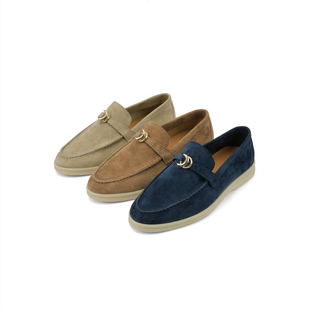 正品德芙琳鹿皮莫辛卡乐福鞋女气质百搭英伦风小皮鞋休闲单鞋春秋