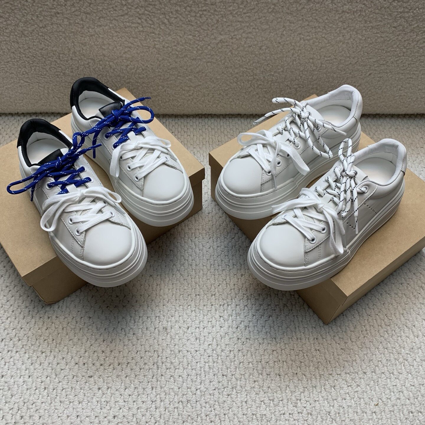 头层牛皮厚底增高百搭小白鞋女款