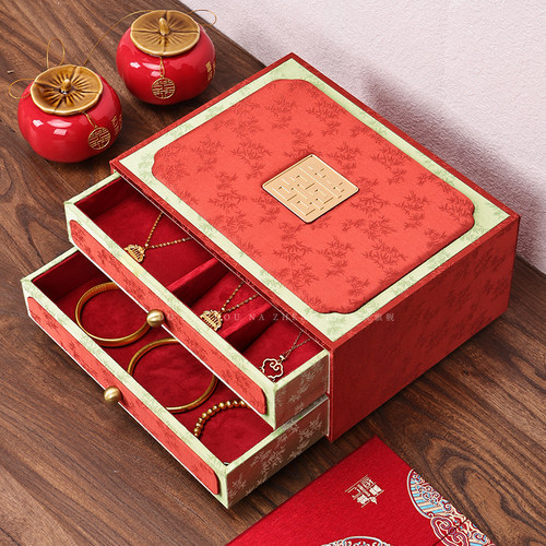 多祝三金首饰盒嫁娶黄金礼盒