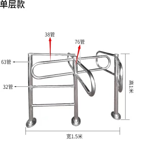 超市单向旋转门不锈钢半高全高门